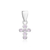 Pandantiv cruciulita argint cu pietre roz DiAmanti AP20899RH-AS